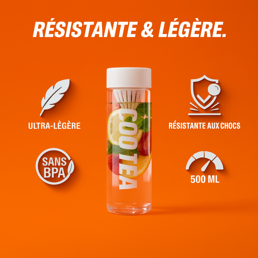 Portable bottle with integrated residue filter