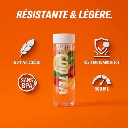 Portable bottle with integrated residue filter