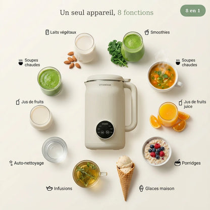 VitaMixia : Multifonctions 8-en-1 , Préparer Du Lait Végétal , Des Jus & Bien Plus