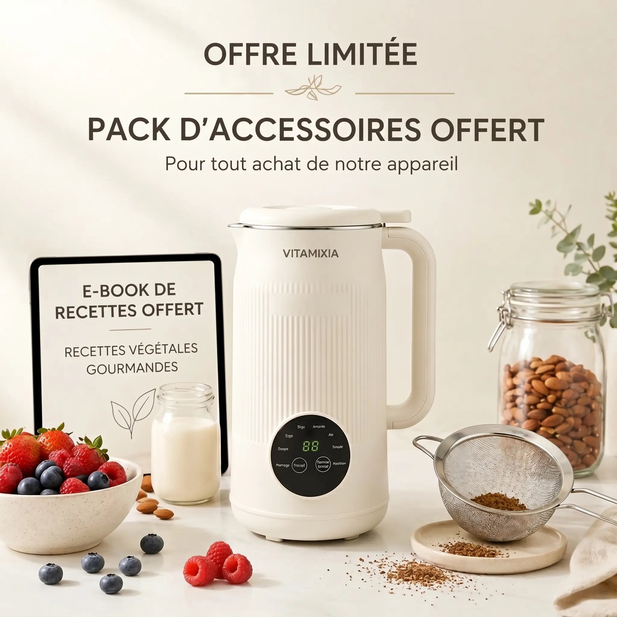 VitaMixia - Multifonction 8-en-1 Pour Préparer Du Lait Végétal , Des Jus & Bien Plus