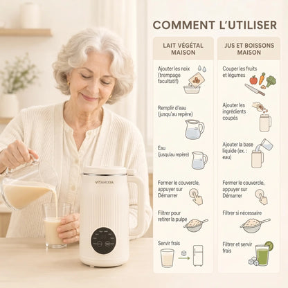 VitaMixia - Multifonction 8-en-1 Pour Préparer Du Lait Végétal , Des Jus & Bien Plus
