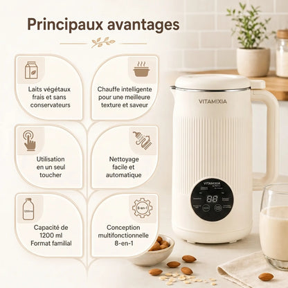 VitaMixia - Multifonction 8-en-1 Pour Préparer Du Lait Végétal , Des Jus & Bien Plus
