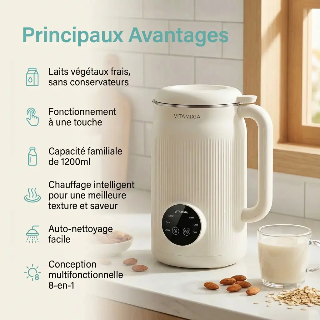 VitaMixia : Multifonctions 8-en-1 , Préparer Du Lait Végétal , Des Jus & Bien Plus