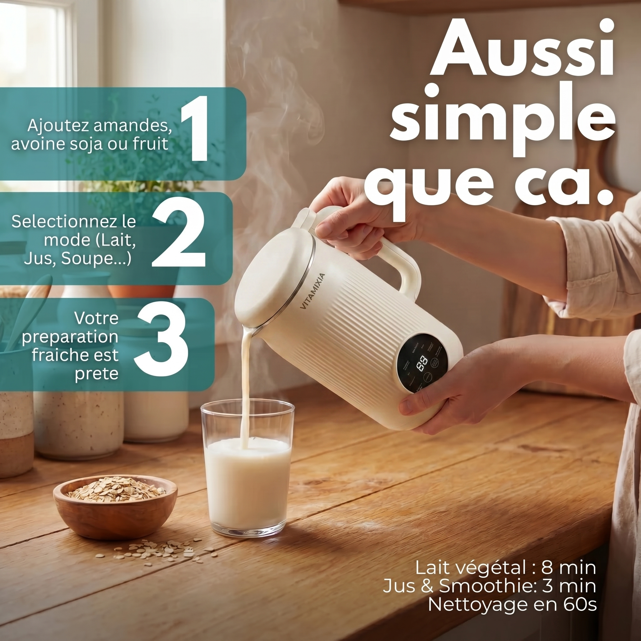 VitaMixia -- 8-in-1 Multifunction, Make Plant-Based Milk, Juices & Much More