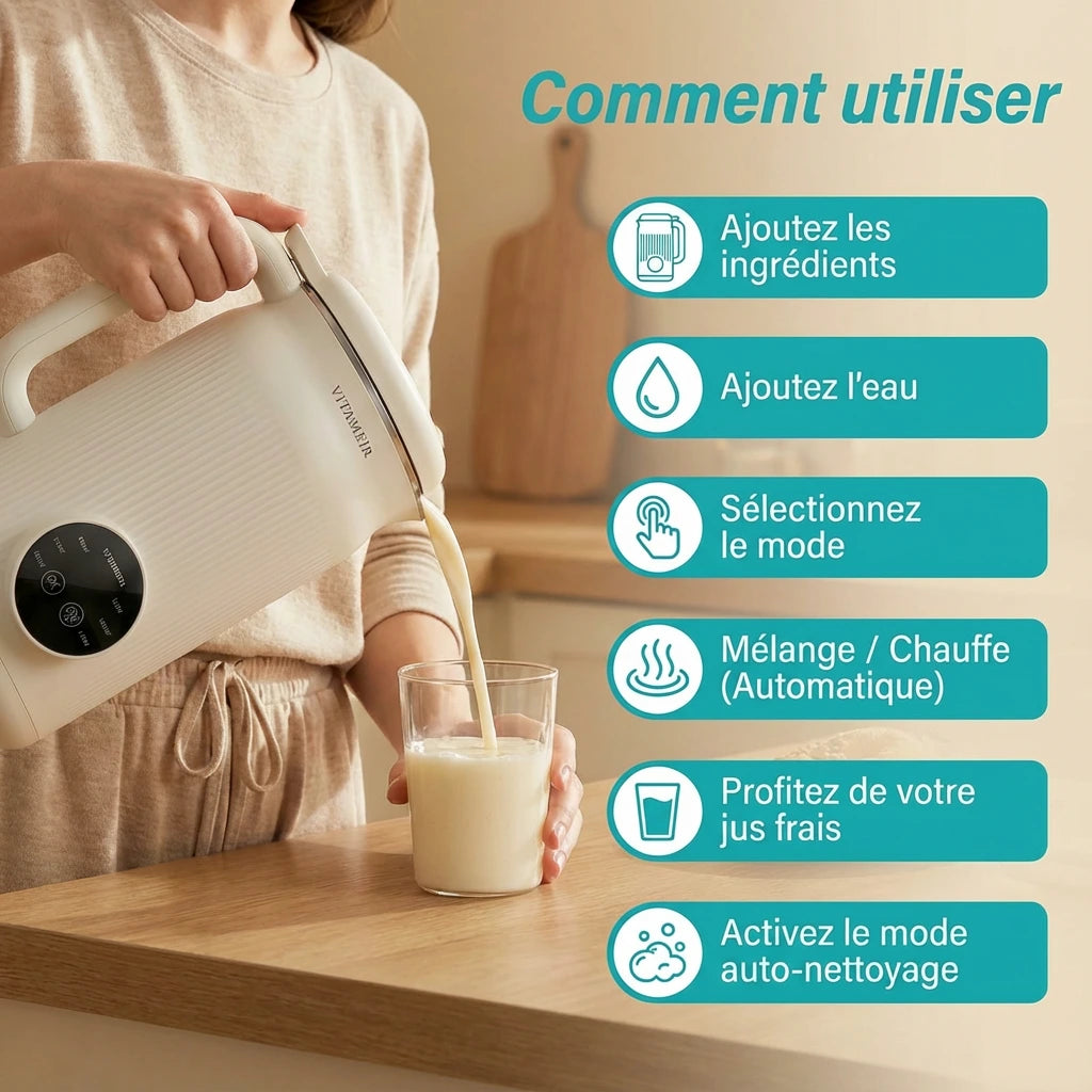 VitaMixia : Multifonctions 8-en-1 , Préparer Du Lait Végétal , Des Jus & Bien Plus