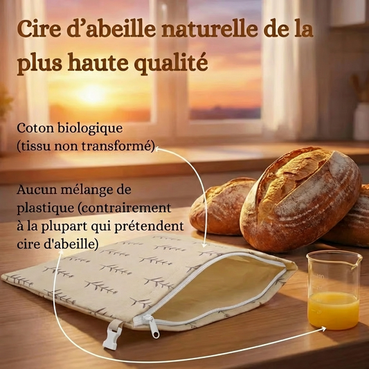 Sacs à pain premium 100 % coton et cire d’abeille